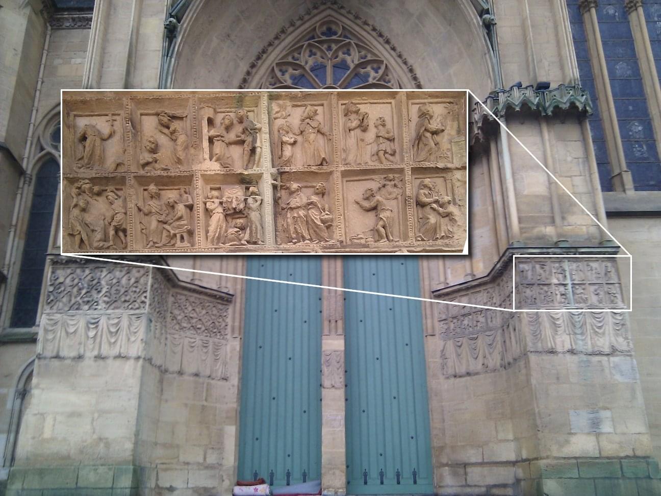 Portail nord : bas-relief Saint Etienne