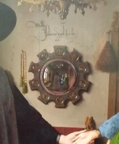 Jan Van-Eyck : Les Epoux Arnolfini - 1434 - Détail miroir