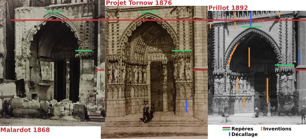 Reconstruction du portail de la Vierge de 1868 1885