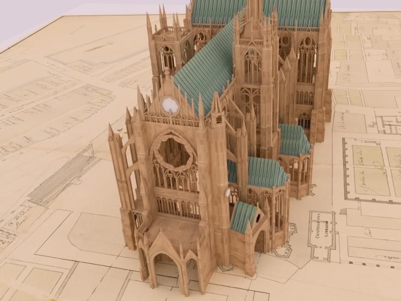 Rendu 3D Cycles du portail de la Cathédrale de Metz