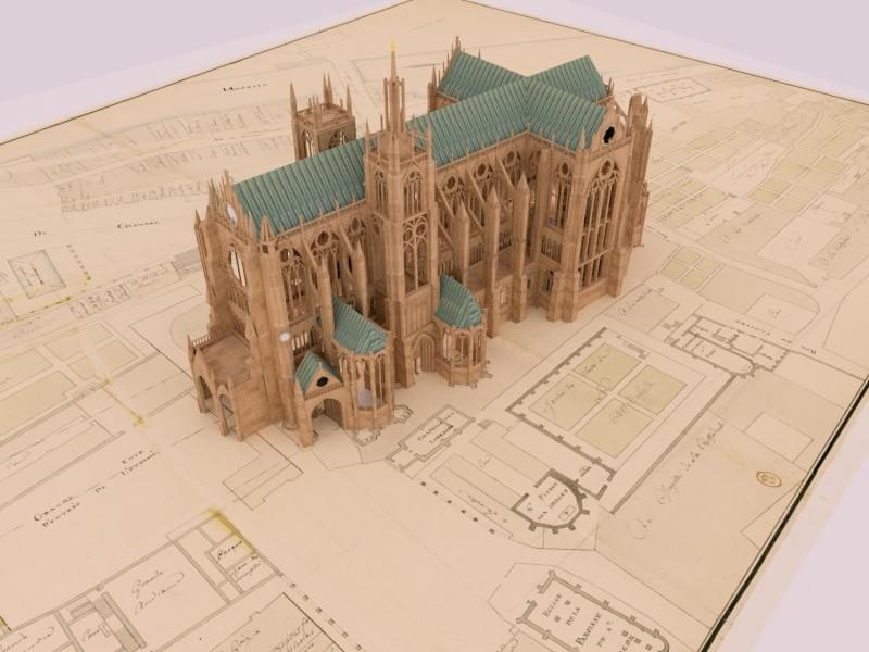 Cathédrale de Metz 3D Blender Cycles