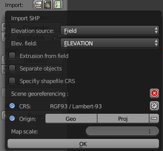 Blender: import shape file