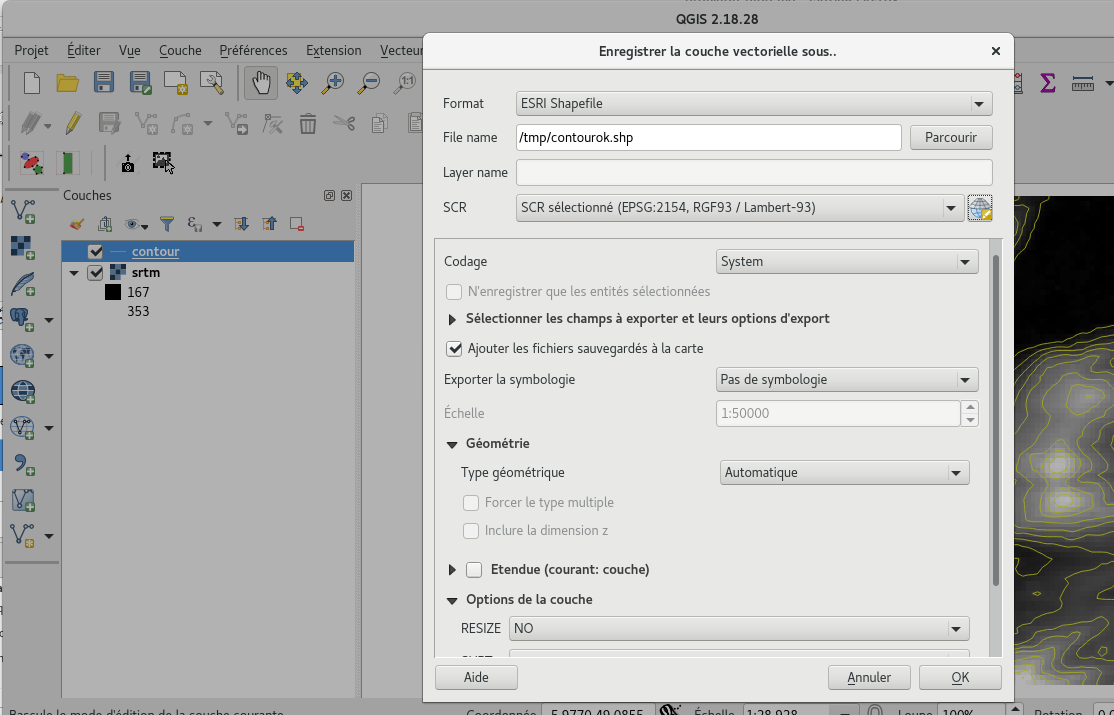 QGis: export de couche vectorielle shape